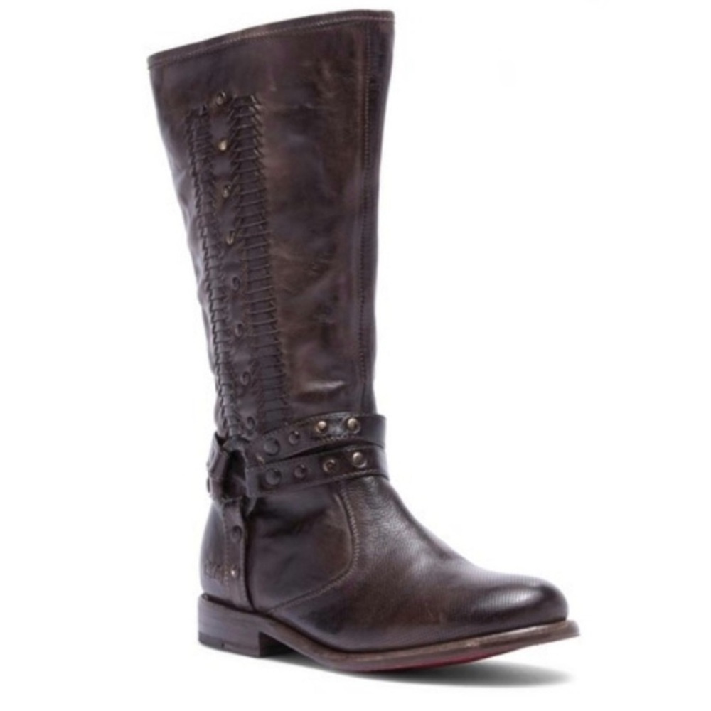 BED|STU Selina Tiesta Di Moro Dip Dye Dark Brown Leather Moto Boots 8.5